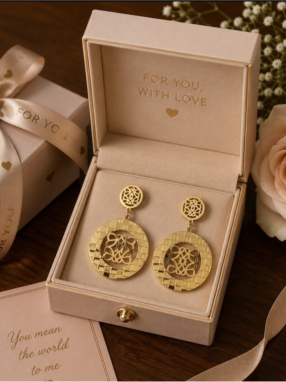 Gold Filigree Round Drop Earrings - Elegant Women Jewelry